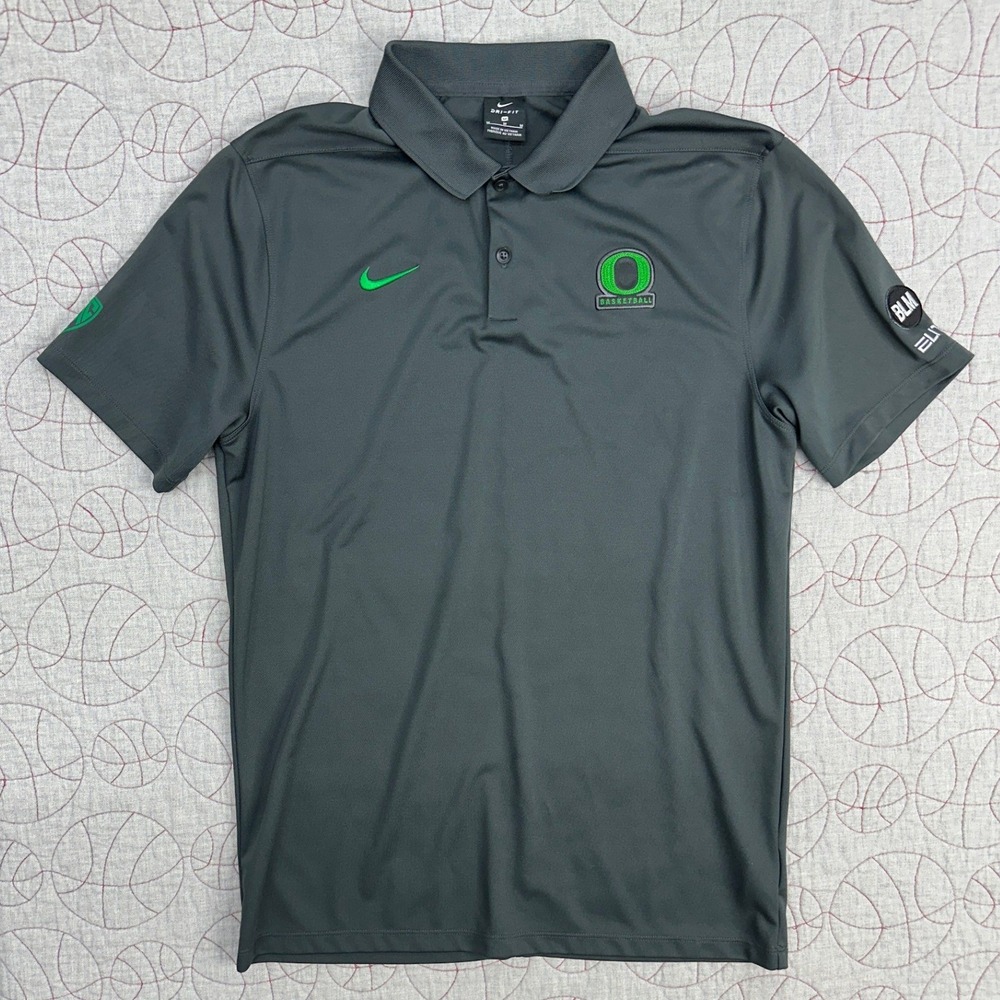Nike Team Polo Shirt Gray Oregon Ducks Basketball Elite BLM Pac-12 / Mens Medium